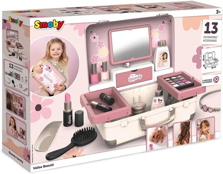 Smoby - My Beauty Kosmetikkoffer – Frisieren + Schminken - Mitnehm-Spielkoffer mit Spiegel & Zubehör