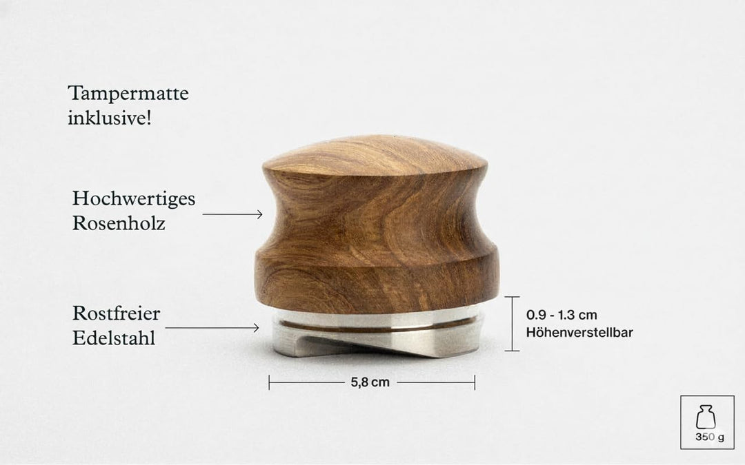Leveler 58mm – höhenverstellbarer Espresso‑Puck‑Distributor für Siebträger zur gleichmässigen Extrak