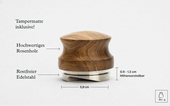 Leveler 58mm – höhenverstellbarer Espresso‑Puck‑Distributor für Siebträger zur gleichmässigen Extrak