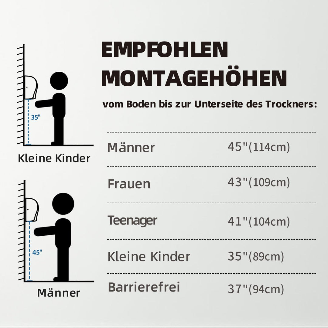 AIKE AK2812 Händetrockner Elektrisch, High-Speed 7 S Trockenzeit, elektrische Trockner geeignet für