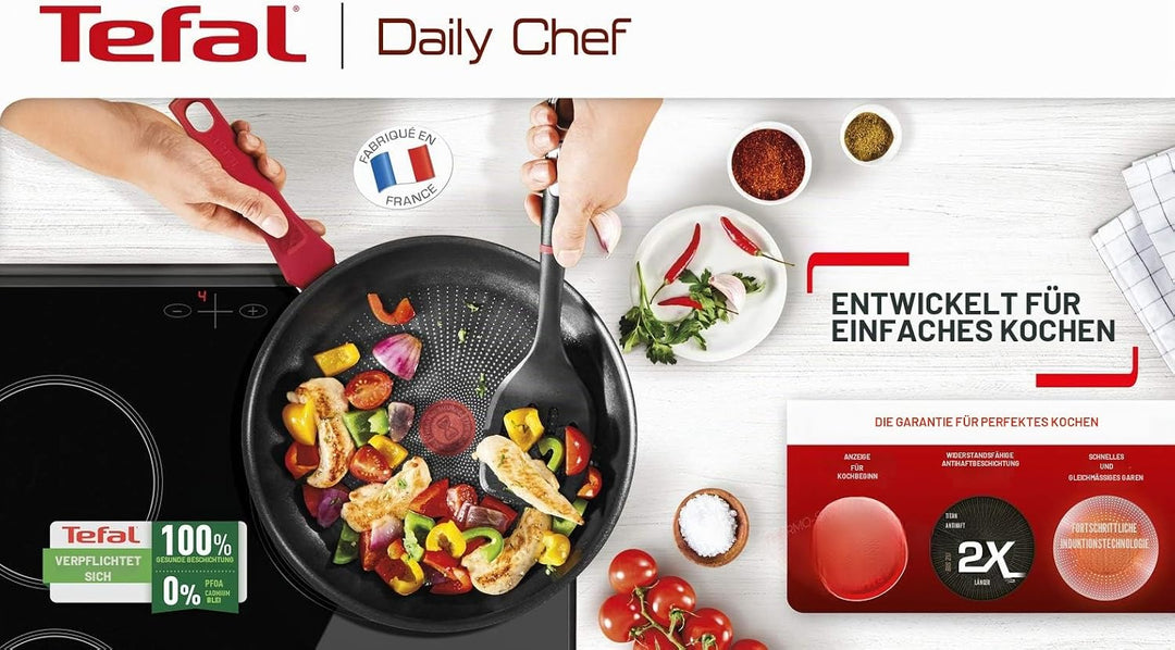 Tefal Daily Chef Bratpfanne, 26 cm, robust, leicht zu reinigen, Antihaftbeschichtung, Thermo-Signal,