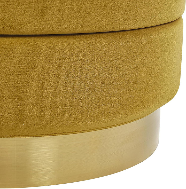 Beliani Runder Pouf im 2er Set aus Samt senfgelb Ottoman Sitzpouf Garland