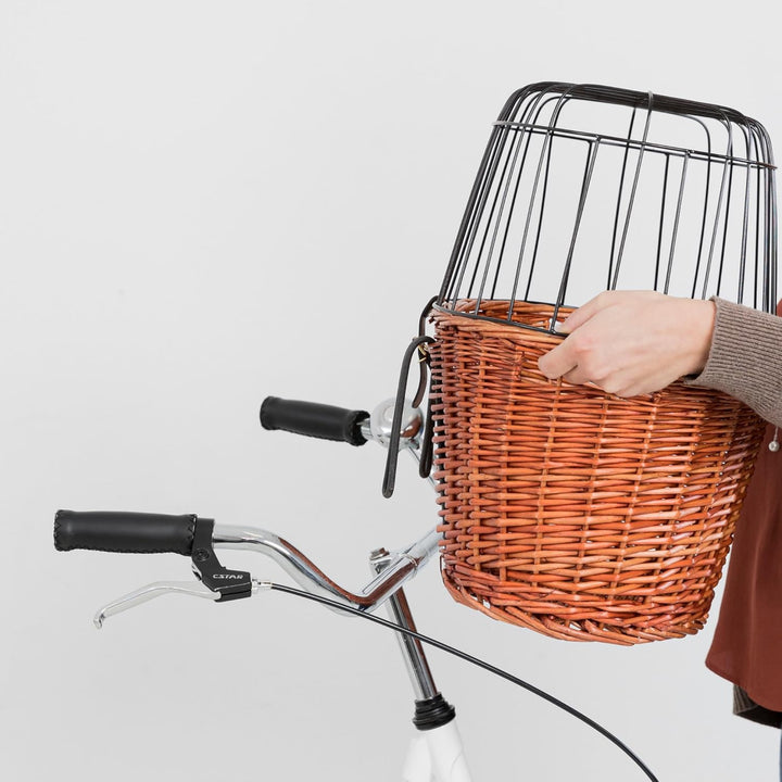 TRIXIE Hundekorb für das Fahrrad vorne bis 5 kg 44 × 48 × 33 cm - gewobener Hundefahrradkorb für den