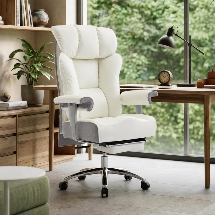 Efomao Bürostuhl, Executivesessel PU-Leder mit Integrierter Lendenwirbelstütze, Ergonomischer Chefse