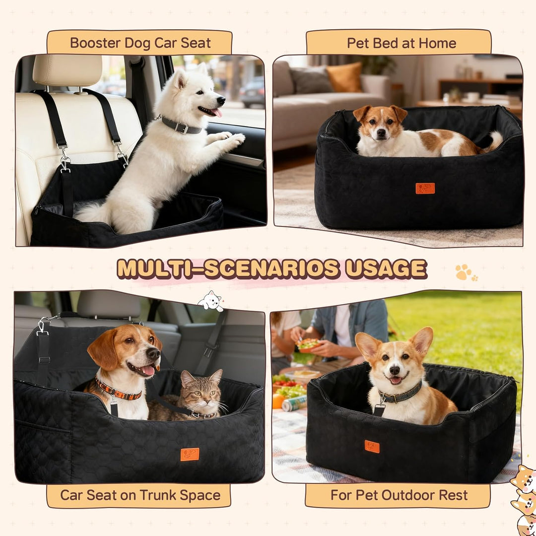 Hunde Autositz für Mittlere/Grosse, 78x55x53CM Abnehmbarer und Waschbarer Sitzerhöher Hundebett Auto