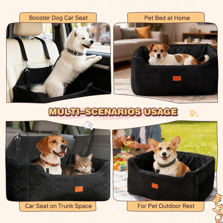 Hunde Autositz für Mittlere/Grosse, 78x55x53CM Abnehmbarer und Waschbarer Sitzerhöher Hundebett Auto