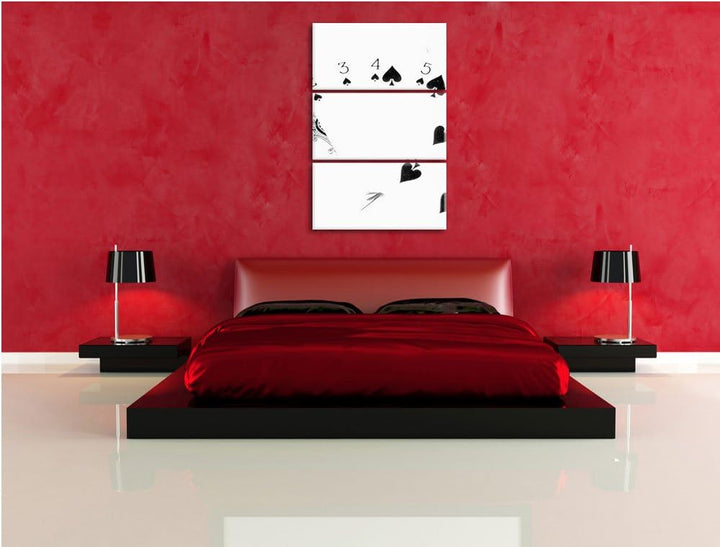 Spielkarten - Pik Strasse als Leinwandbild/Grösse: 3 Teilig (120x80) cm/Wandbild/Kunstdruck/fertig b