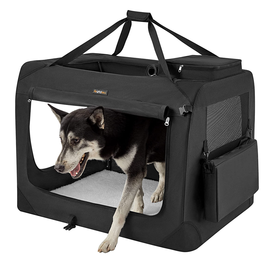 Feandrea Hundebox faltbar, Transportbox Hund, XXXL, Hundetasche, Oxford-Gewebe, Netzstoff, atmungsak