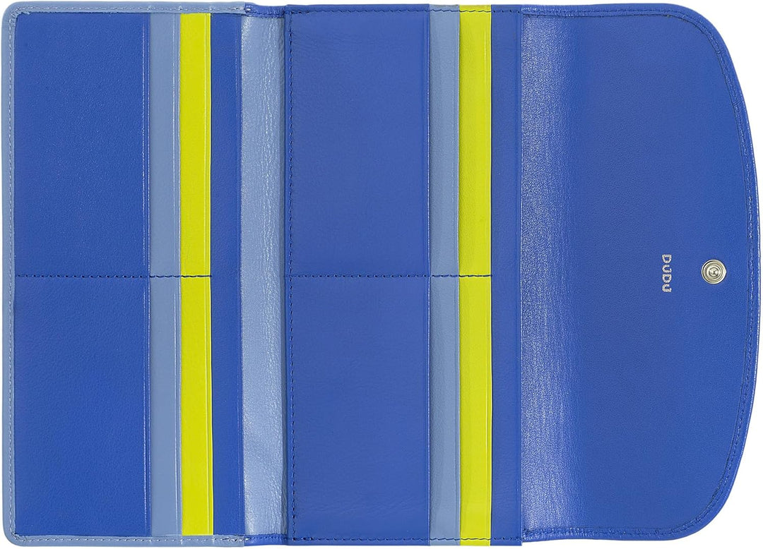 DuDu Damen Portemonnaie aus echtem Leder, RFID-geschützt, Brieftasche mit Reissverschluss, mehrere F