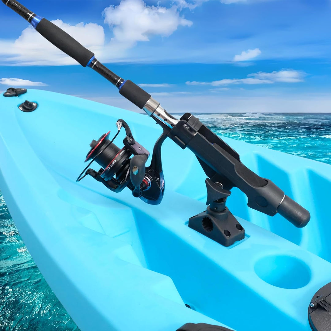 2 Stück Baitcaster/Spinnrutenhalter mit seitlicher Deckhalterung Schwarz, Schwarz