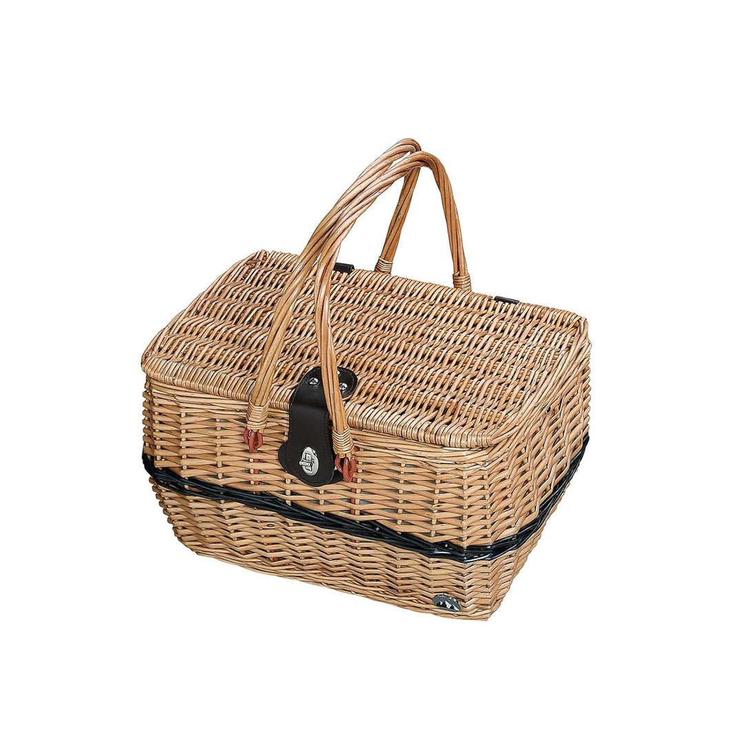 cilio Picknick-Korb IDRO, Für 4 Personen, Geflochtener Korb mit Deckel, Picknickkorb mit Kühlfach in