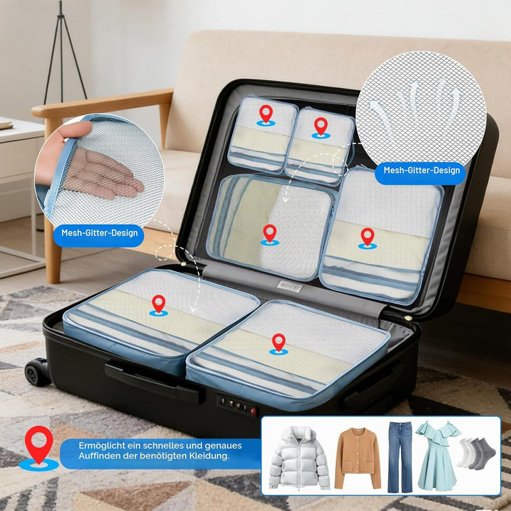 2 Large &amp; 2 Medium &amp; 2 Small Packing Cubes - Mischgrössen Koffer Organizer– Packwürfel von klein bis