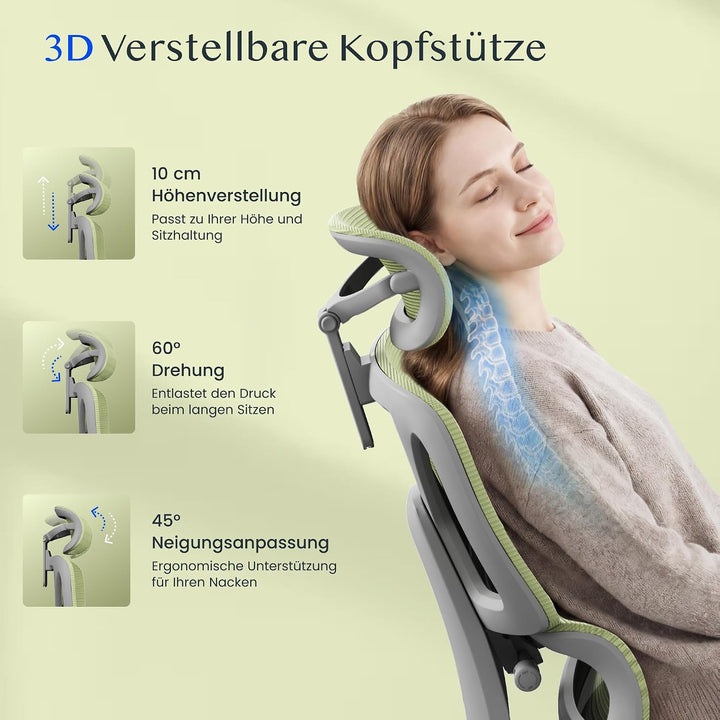 FLEXISPOT ErgoX Ergonomischer Bürostuhl mit Fussstütze Grün Hellgrün, Hellgrün