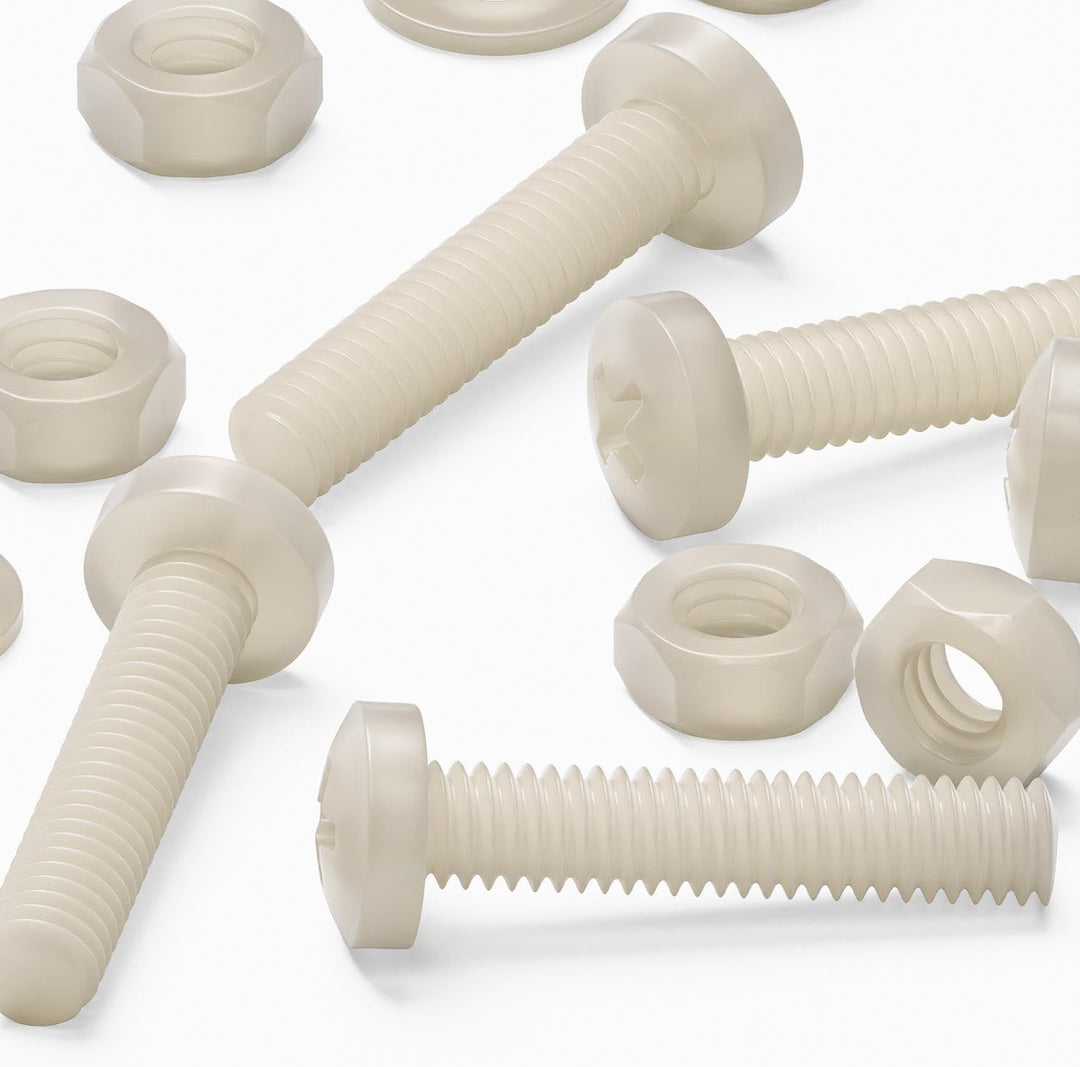 50 x Nylon Flachkopf-, Kreuzkopf-Kunststoff- Maschinenschrauben, M4 x 20mm, Kunststoffschrauben, Mut