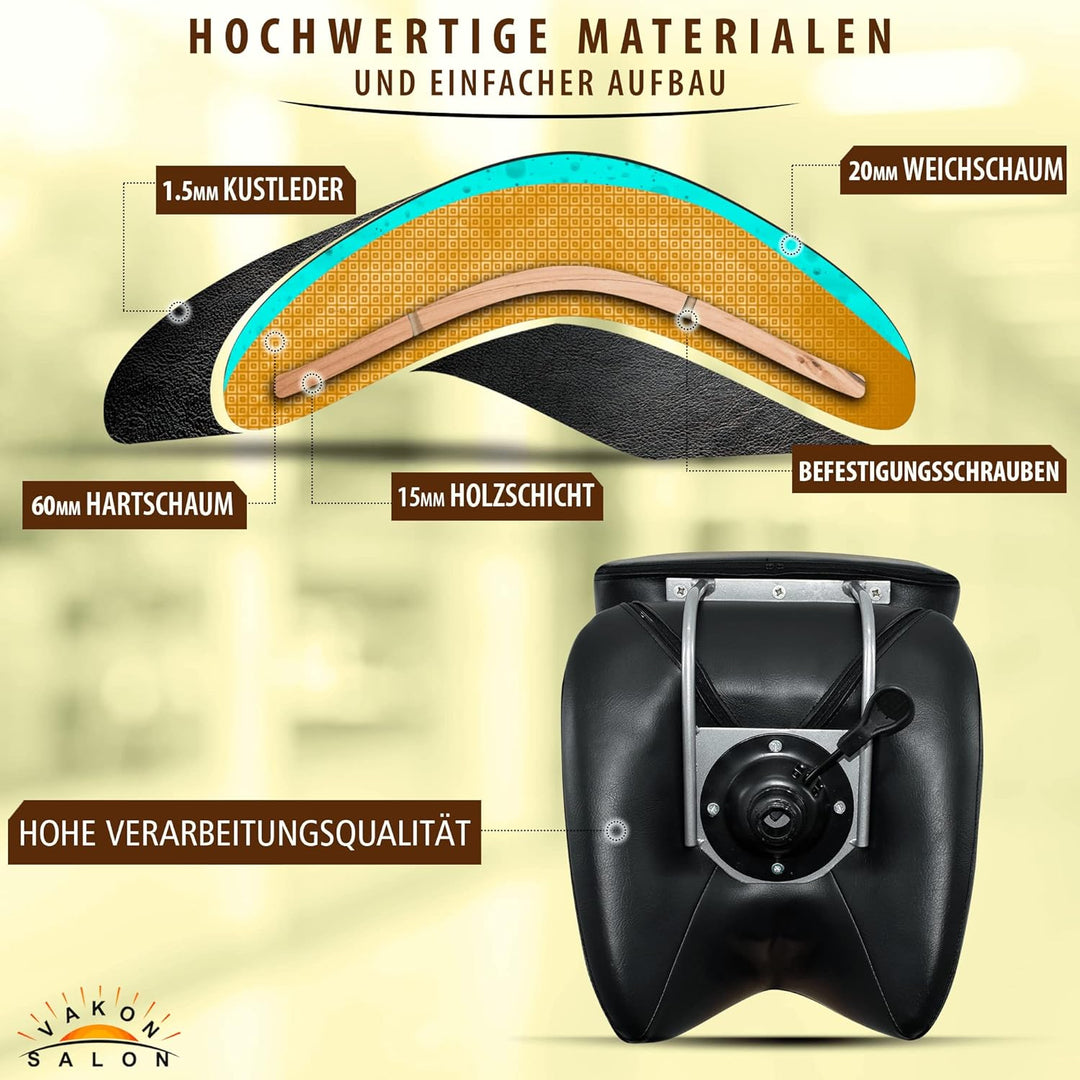Premium Sattelhocker schwarz mit Bremse und Lehne, Sattelstuhl für Rückenentlastung, Rollhocker höhe