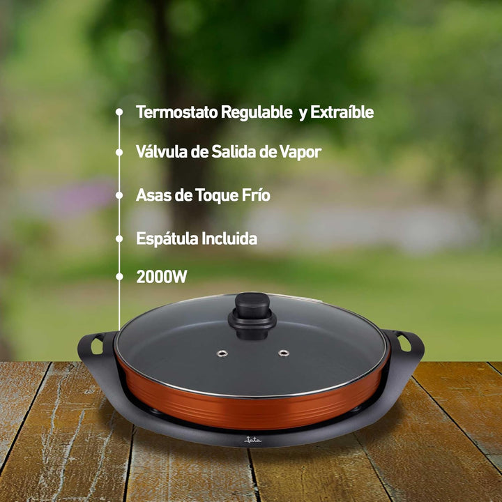 Jata JEPE1639 Elektrische Paella-Pfanne, antihaftbeschichtet, Durchmesser 38 cm, Tiefe 5 cm, gleichm