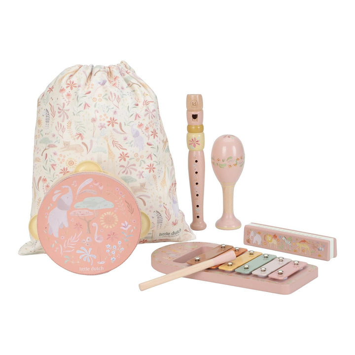 Little Dutch Kinder Musikinstrumente Set - Holz Instrumente Musik Set - mit Tamburin, Xylophon, Rass