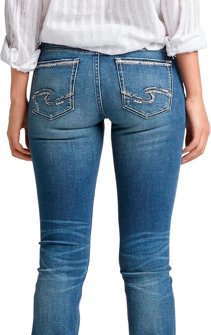 Silver Jeans Co. Damen Jeans Tuesday Low Rise Slim Bootcut Jeans 31W / 31L Medium Indigo Distressed,