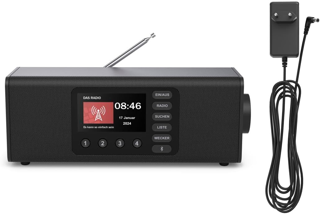 Hama Digitalradio mit grossem Display, DAB+/FM/Bluetooth mit gutem Empfang Schwarz, Schwarz