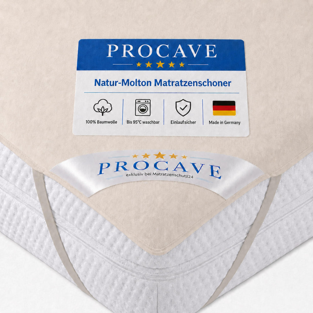 PROCAVE Matratzen-Auflage aus 100% Baumwolle, Natur-Matratzenschoner atmungsaktiv, hochwertige Molto
