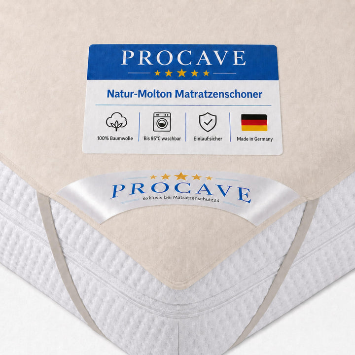 PROCAVE Matratzen-Auflage aus 100% Baumwolle, Natur-Matratzenschoner atmungsaktiv, hochwertige Molto