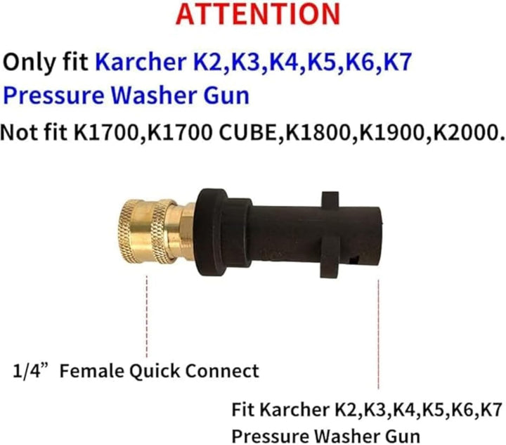 Adapter für Hochdruckreiniger, mit Schnellkupplung, 1/4 Zoll, kompatibel mit Kärcher Hochdruckreinig