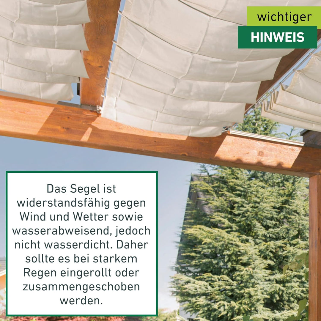 Windhager Sonnensegel für Seilspanntechnik Komplett-Set inkl. Sonnen-Segel 270 x 140 cm, ideal für P