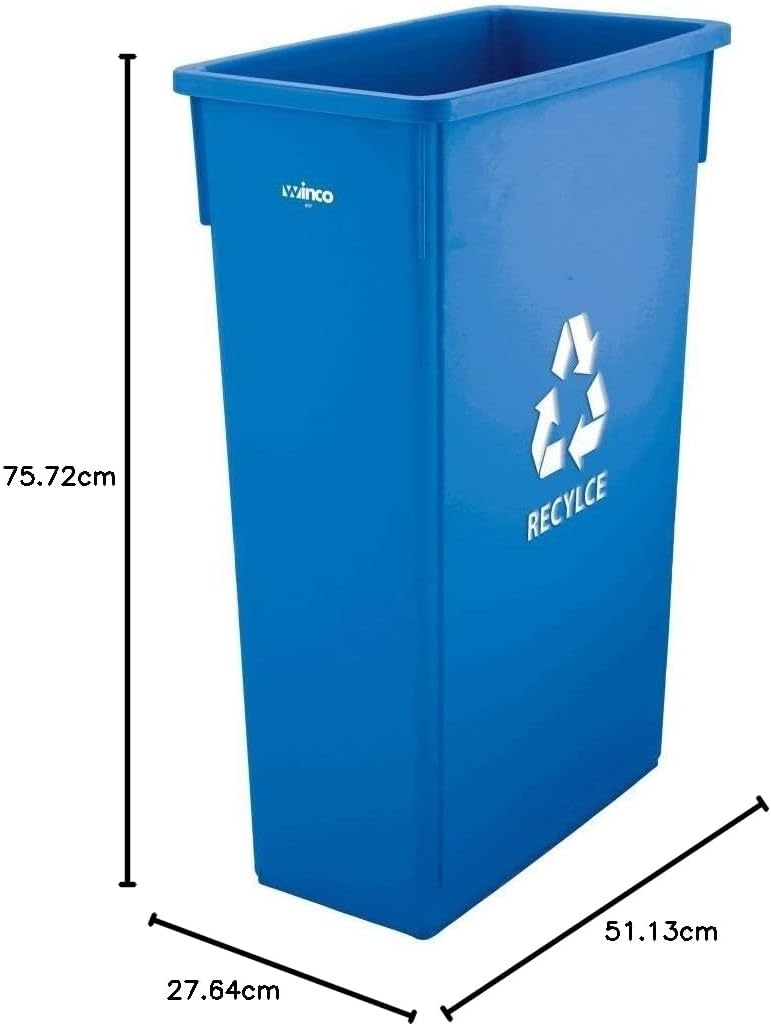Winco Slender Recycling-Mülleimer mit Recycling-Schild, PTC-23L Dose blau, Dose blau