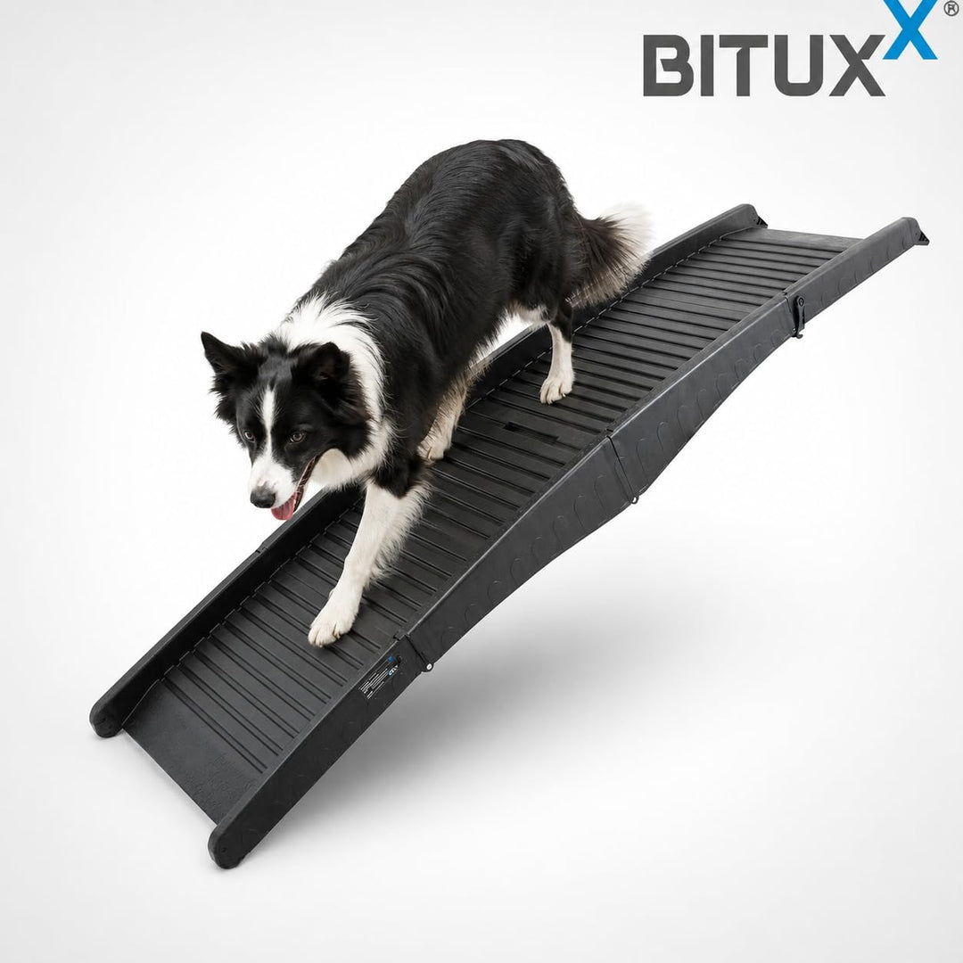 BITUXX Hunderampe Hunde Einstiegshilfe Autorampe Hundetreppe Hundetransport Klappbar Faltbar aus Kun