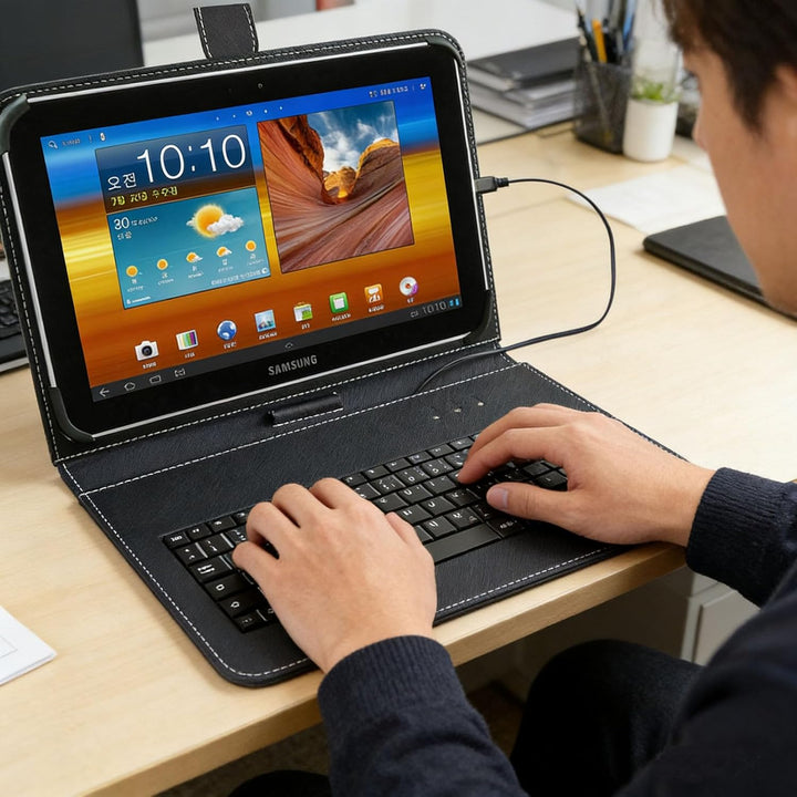 ENJOY-UNIQUE Tablet-Hülle mit externer QWERTY-Tastatur, USB-C-Anschluss, kompatibel mit Samsung Gala