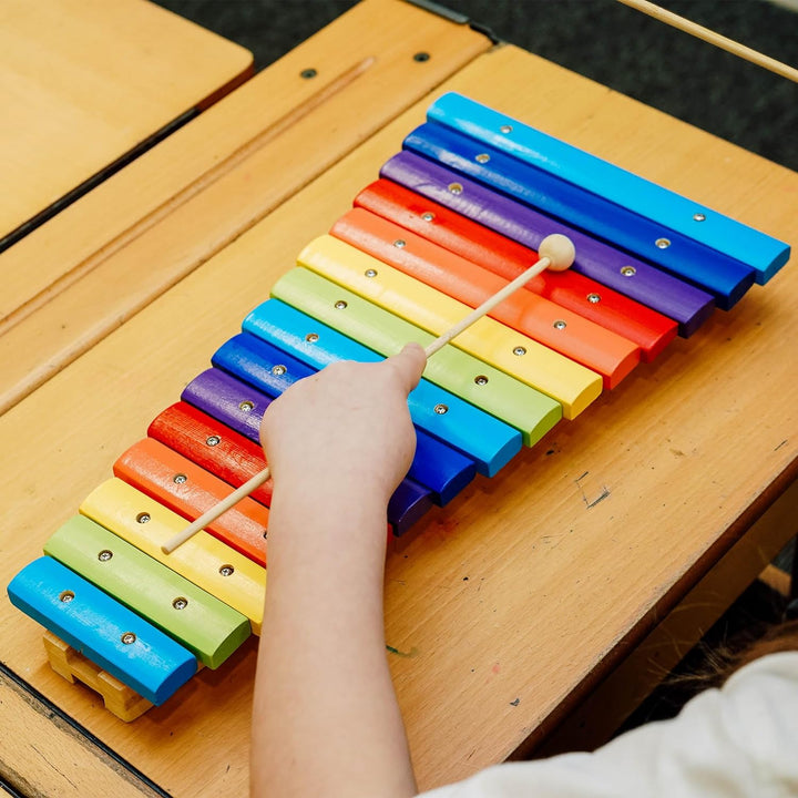 A-Star 15-Noten-buntes hölzernes Regenbogen-Sopran-Diatonisches Xylophon mit zwei Holzschlägeln – G5