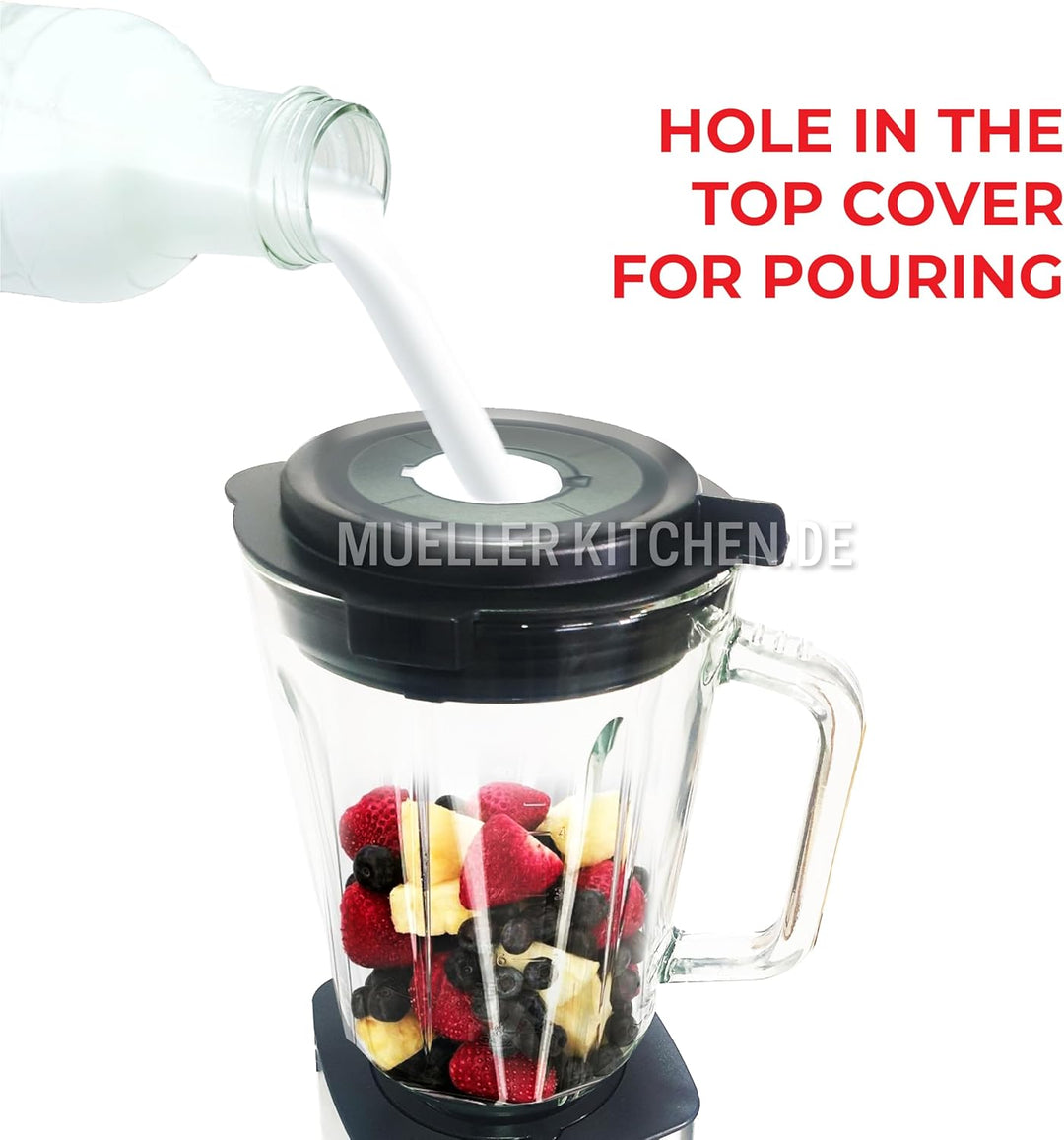 Muller Kitchen MK-6065 Küchenmixer Standmixer (1000 W, Glaskanne mit 1,5 l, 6-Klingen-Edelstahlmesse