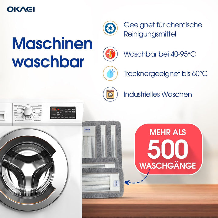 Okaei 10 Stück Wischmopp Bezug (60 cm) - Bodenwischer-Wischbezug für Krankenhäuser &amp; Pflegeeinrichtu