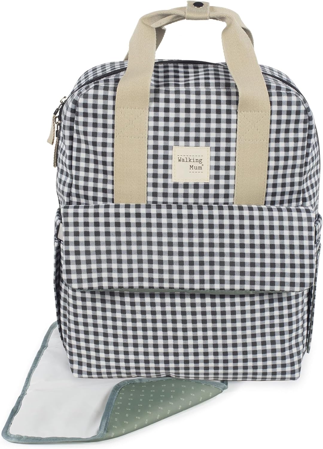 Walking Mum. I Love Vichy Wickeltasche für Kinderwagen, vielseitiges Design mit kurzen Griffen und S