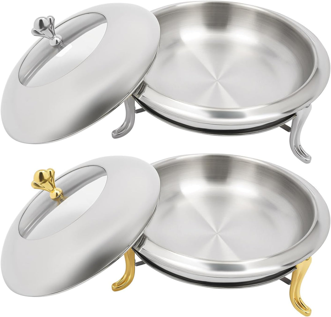 Speisewärmer mit Deckel, Edelstahl, Warmhalteplatte, Buffet, Chafing Dish, Warmhalteplatte (Silber),