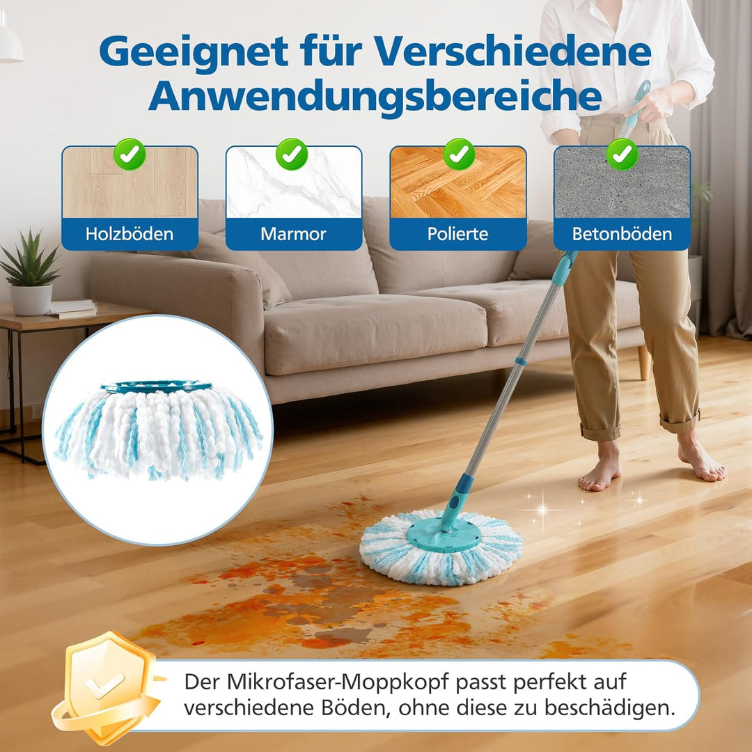 4 Stück Ersatzkopf Kompatible mit Leifheit CLEAN Twist Disc Mop Ergo/Leifheit CLEAN Twist Disc Mop M