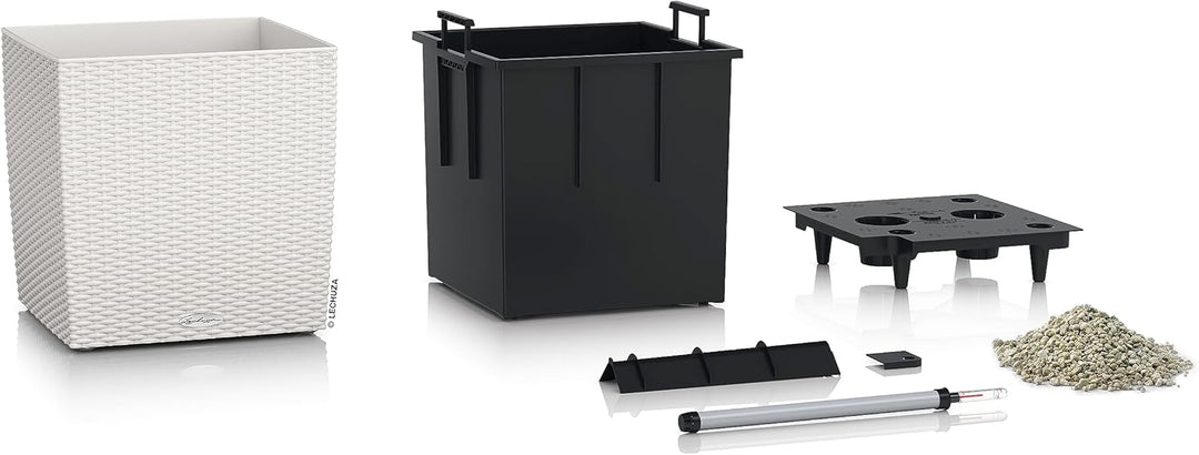 Lechuza Cube Cottage 40 Komplettset lichtgrau Pflanzgefäss mit Erd-Bewässerungs-System 39 x 39 x 40