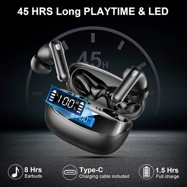 2026 Bluetooth Kopfhörer, Kopfhörer Kabellos Bluetooth 5.4 HiFi Stereo, Ohrhörer mit LED Anzeige, 50