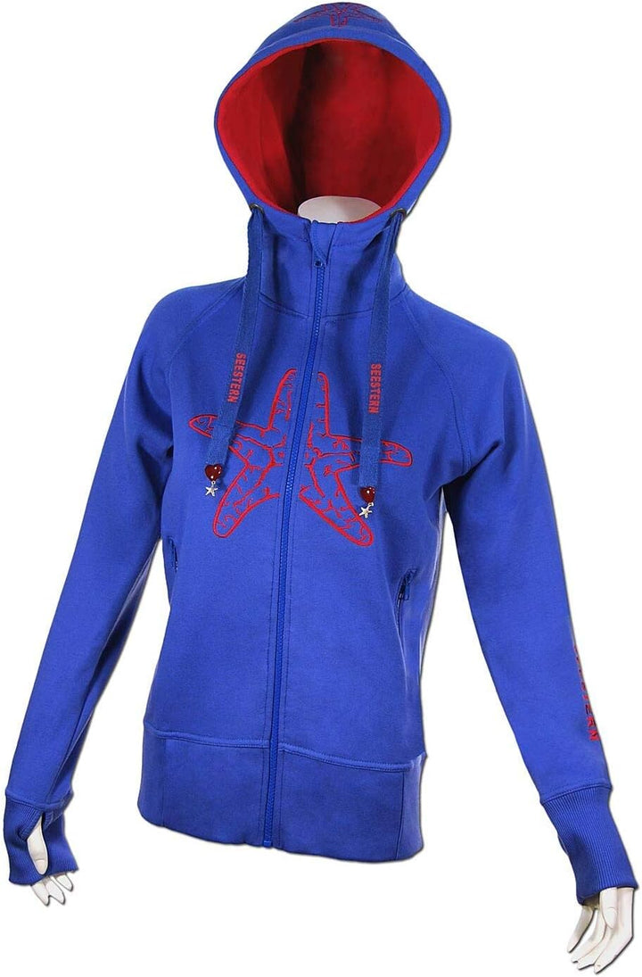SEESTERN Damen Kapuzen Sweat Shirt Jacke Pullover Zip Hoody Sweater Gr.XS-XXL /1320-1520 XS Royal Bl