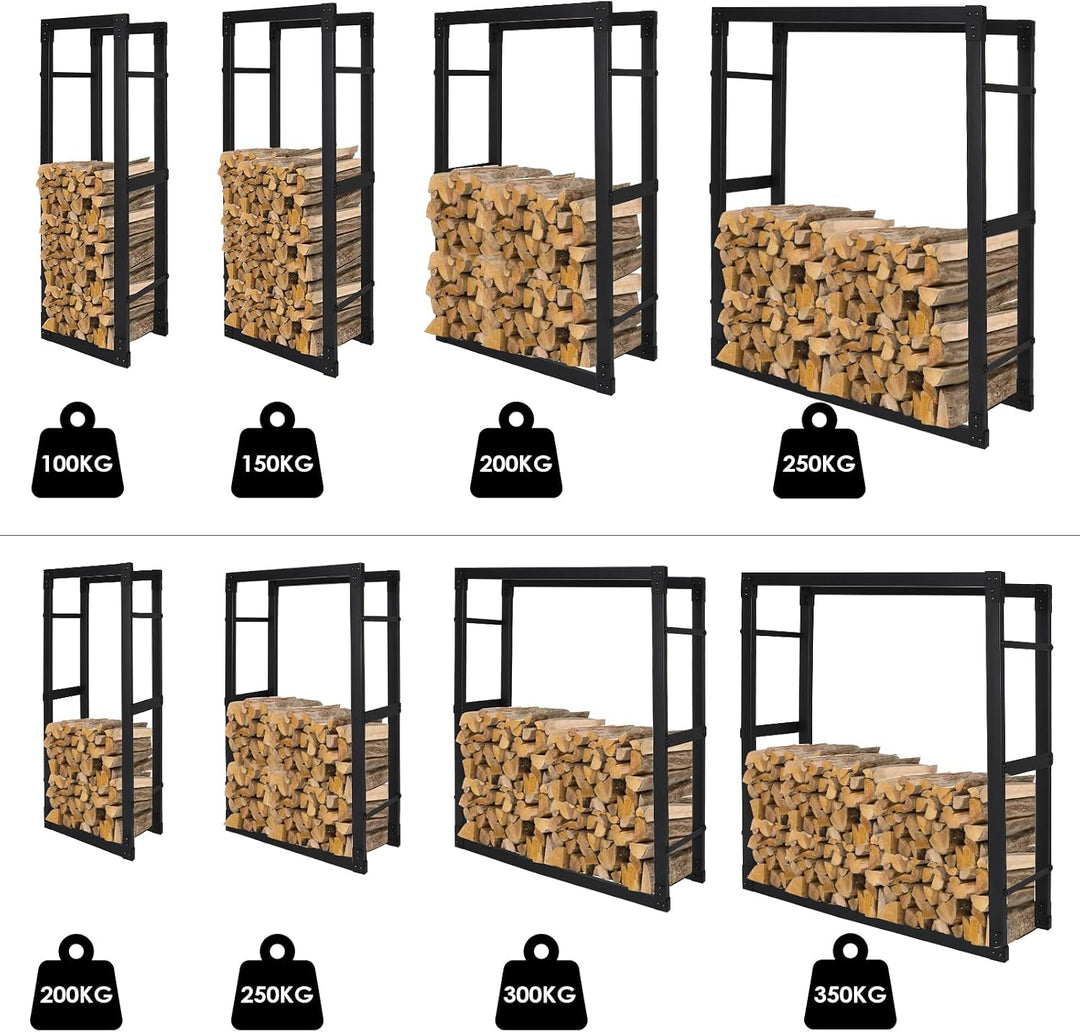 Randaco Kaminholzregal, Brennholzregal Aus Schwarzem Metall, Holzscheite Stapelhilfe für Innen, Feue