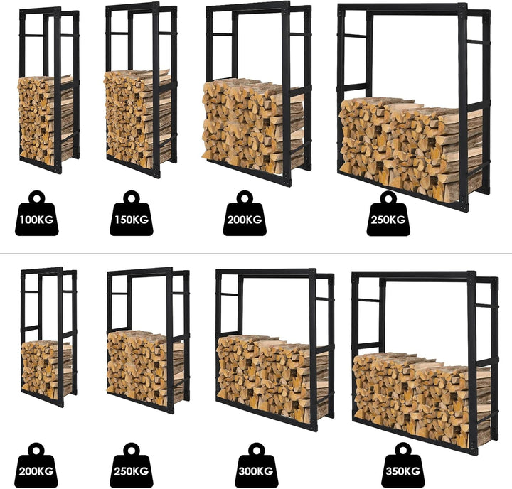 Randaco Kaminholzregal, Brennholzregal Aus Schwarzem Metall, Holzscheite Stapelhilfe für Innen, Feue