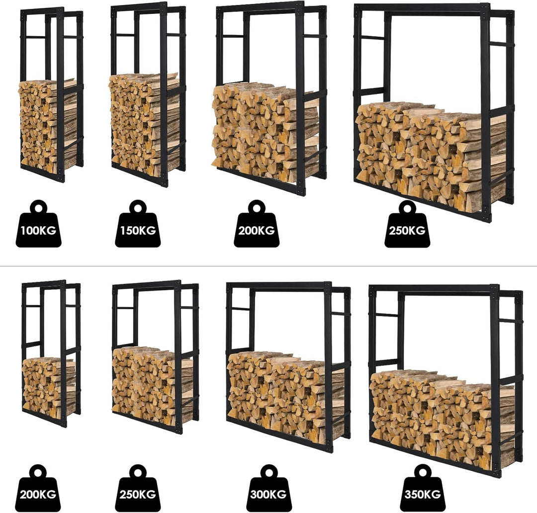 Randaco Kaminholzregal, Brennholzregal Aus Schwarzem Metall, Holzscheite Stapelhilfe für Innen, Feue