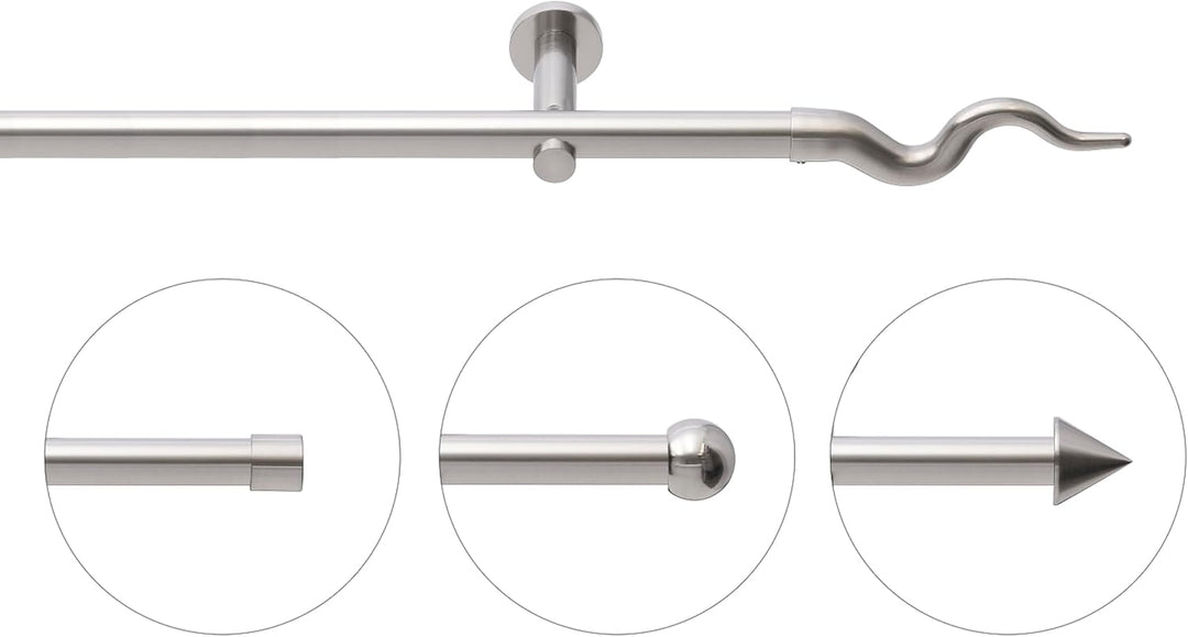 HUGG (20.1L) Vorhangstange CAP.2 Ø 20mm, Wandmontage, 1-Lauf, Edelstahl-Optik, Länge 120 cm Cap.2 -