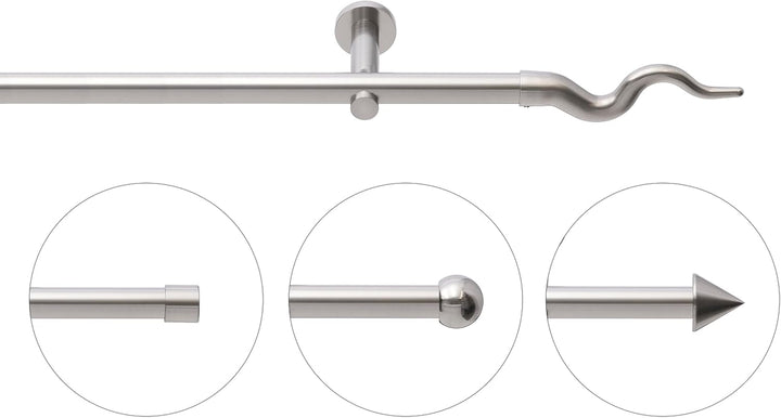 HUGG (20.1L) Vorhangstange CAP.2 Ø 20mm, Wandmontage, 1-Lauf, Edelstahl-Optik, Länge 120 cm Cap.2 -