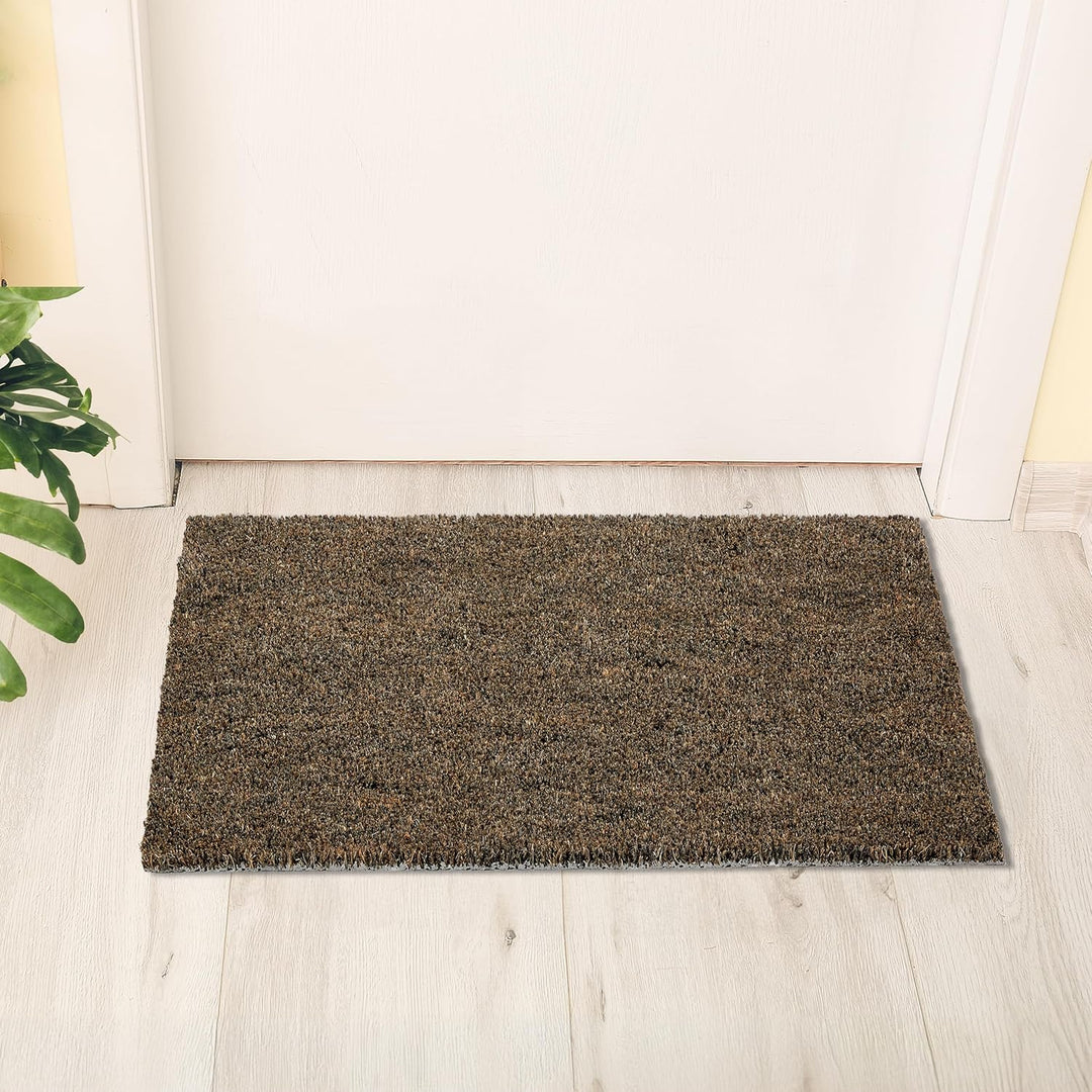 Astra Moderne Fussmatte Haustür - Kokosmatte 2er Set 45x75cm grau - rutschfeste Schmutzfangmatte rob