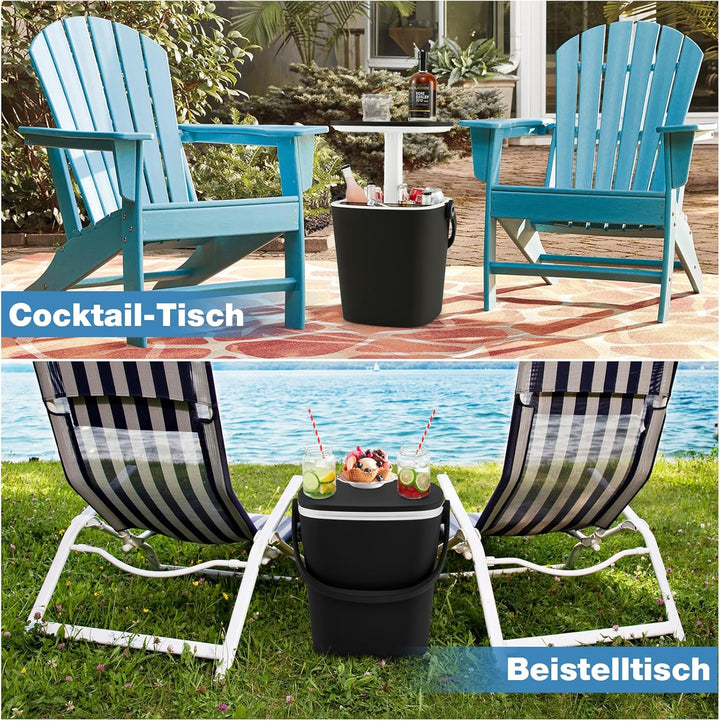 GYMAX Cool Bar mit Griff, tragbarer 15 L Bier- & Weinkühler mit Eiszange & Flaschenöffner, 3-in-1 Be