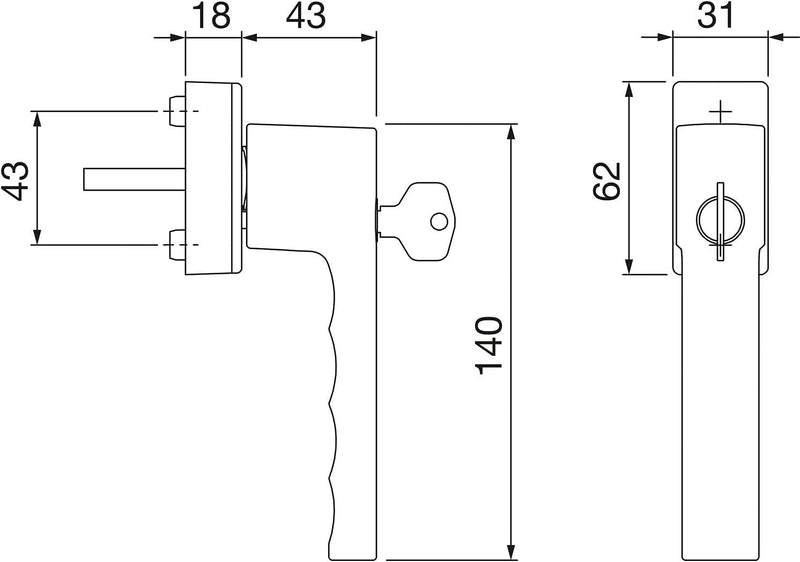 HOPPE Fenstergriff TOULON - Sperrzylinder, VK 7 x 32 - 42 mm, Alu silber silber eloxiert, silber elo