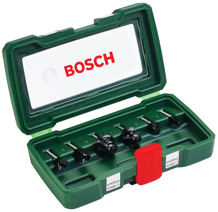 Bosch 6tlg. Hartmetall Fräser Set (für Holz, Ø-Schaft 6 mm, Zubehör Oberfräse) 6mm-Schaft 6 tlg., 6m