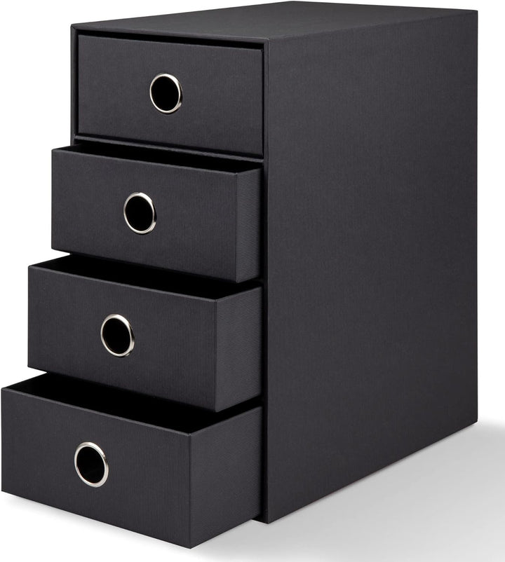 Rössler 1524452704 - S.O.H.O. 4er Schubladenbox für DIN A5, mit Griffloch, Schwarz, 250 x 175 x 320