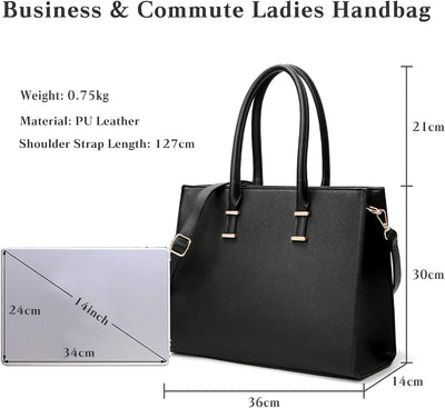 FANDARE Damen Laptoptasche Handtasche Tote Beutel Wasserdicht Umhängetaschen Schultertasche PU-Leder